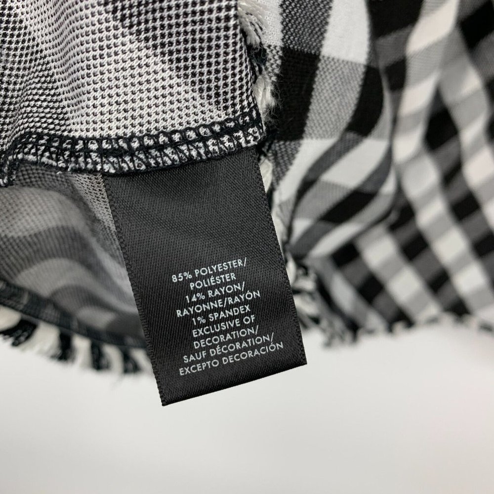 Ann Taylor Dress Gingham Print Off Shoulder Ruffle Black White - Picture 8 of 12